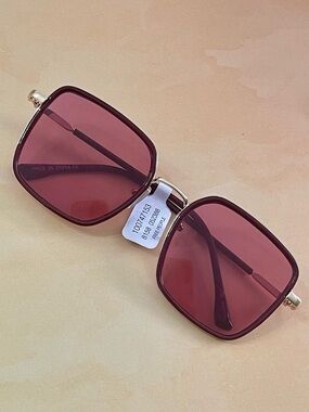 Free People Boho Square Burgundy- Gold Sunglasses